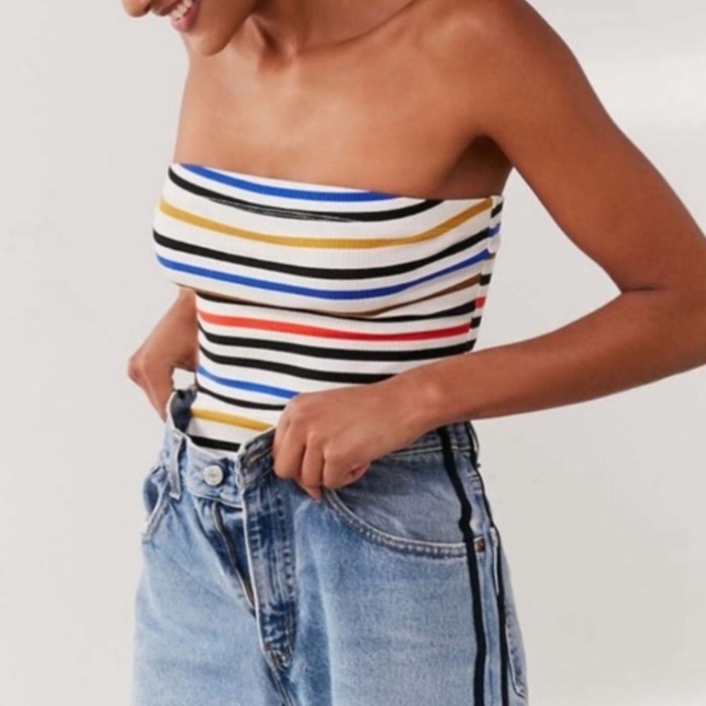 Urban Outfitters Strapless Striped Bodysuit